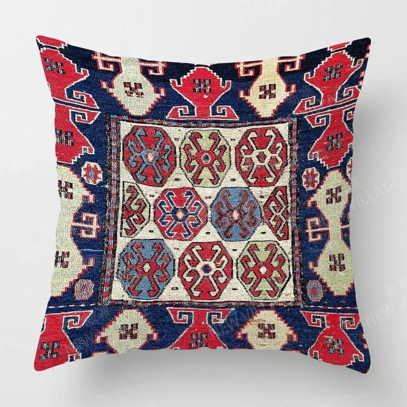 Home Decor Colorful Ethnic Pattern Digital Print Pillow Covers Pattern Cushion Cover Suitable for Sofa Bedroom Car Pillow Cover