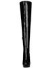 Allegra K Women's Patent Leather Platform Knee-High Boots, Black, Size 26.5cm