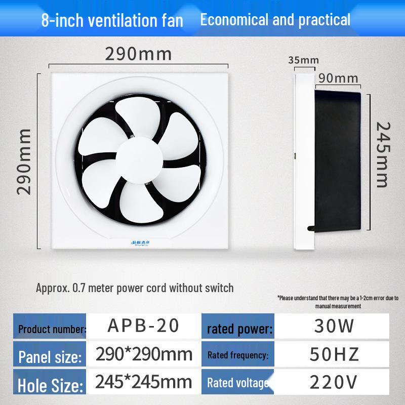 Louvre Silent Ventilation Fan: Kitchen Oil & Bathroom Exhaust Wall/Window Mount