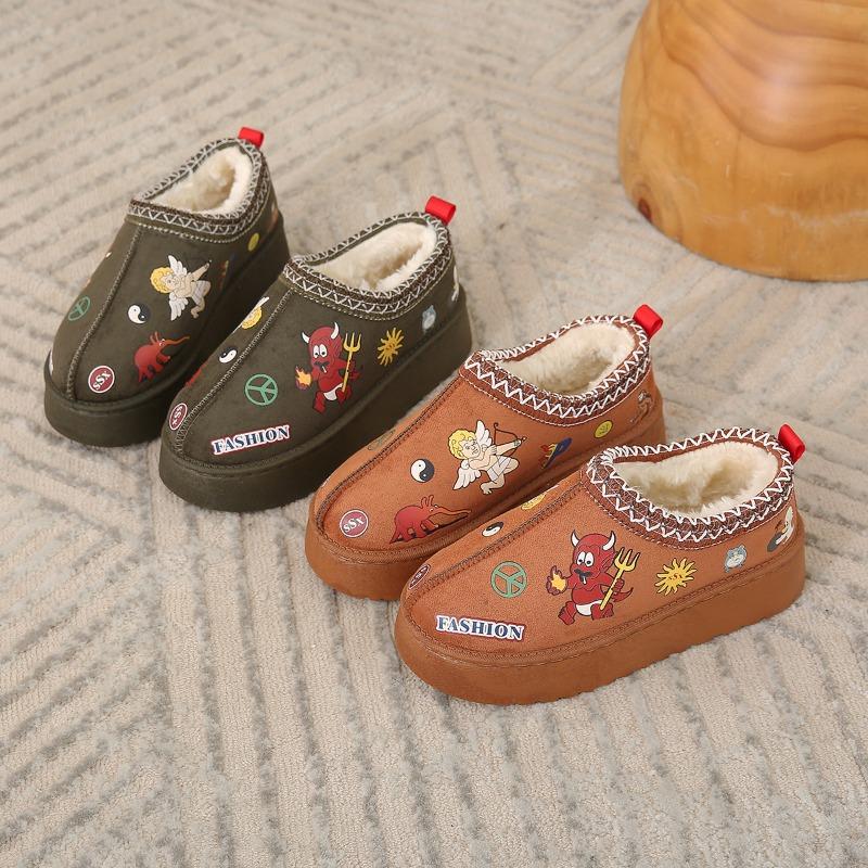 Bohemian Lace Print Decorative Women's Snow Boots Ethnic Style Autumn and Winter Thick-soled Short Tube Warm and Comfortable Cotton Shoes