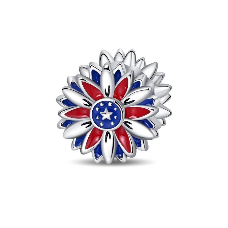 S925 Silver Sunflower K Gold Horseshoe Bead Pendant Charm DIY Bracelet Necklace Accessories