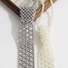 Minimalist Pearl Tie Woven Beads Necktie Long Necklace Tassel Necklace  Women