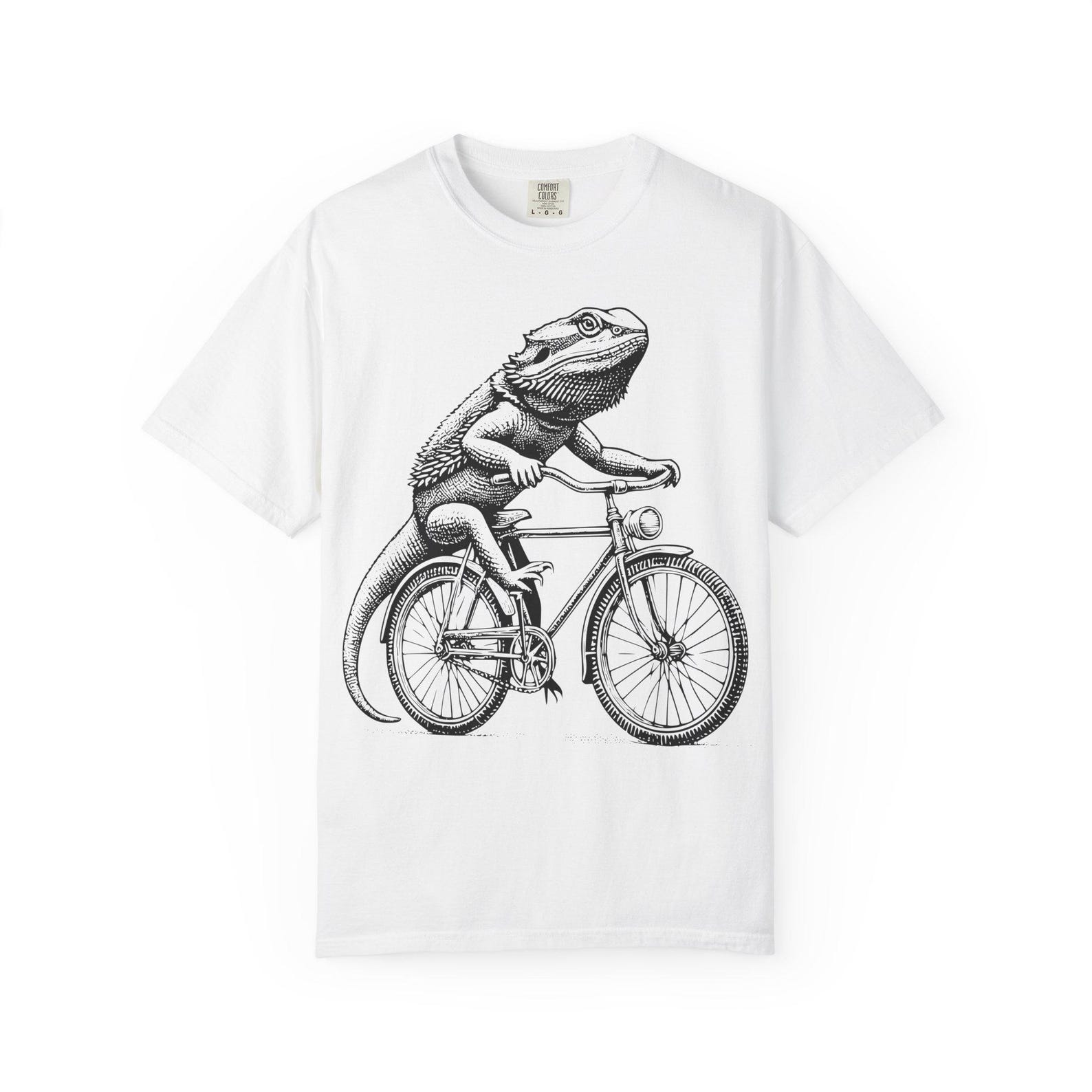 Bearded Dragon Bicycle T-Shirt: Quirky Reptile Lover Gift S