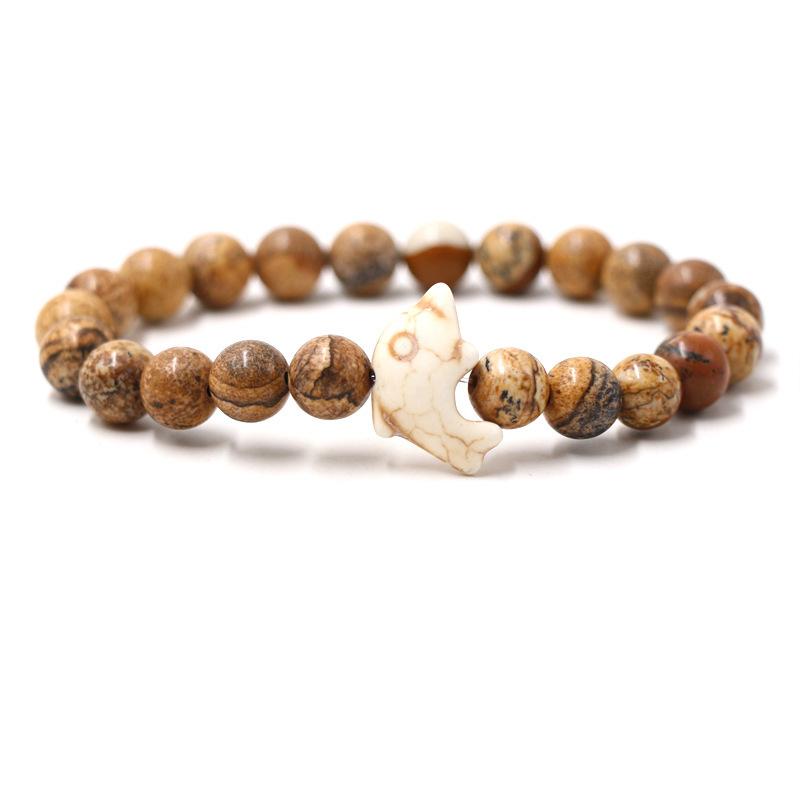 Naturstein Armband Mode Männlich Weiblich Delphin Stretch Paar Armband