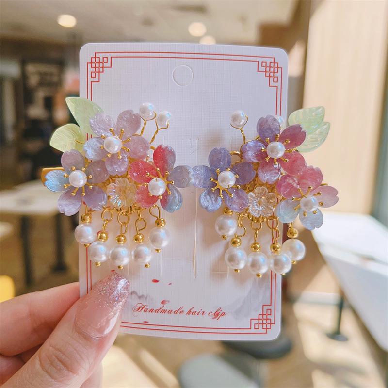 Chinese Style Hanfu Hairpin Set for Girls - Includes Hair Clips, Swaying Tassels, and Butterfly Accessories