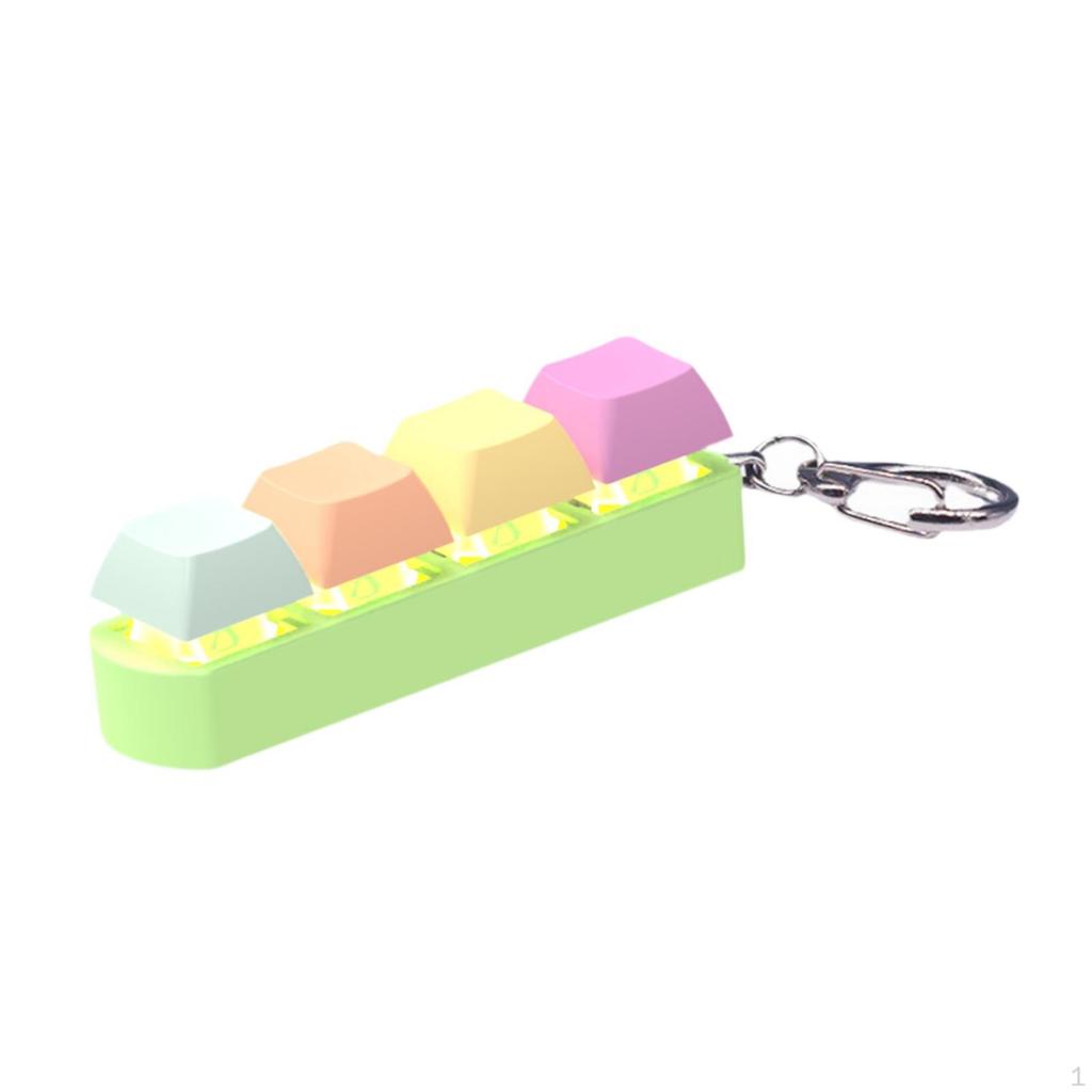 4 Button Fidget Keyboard Keychain, Carabiner Keychain Clip, Portable Toy for Children