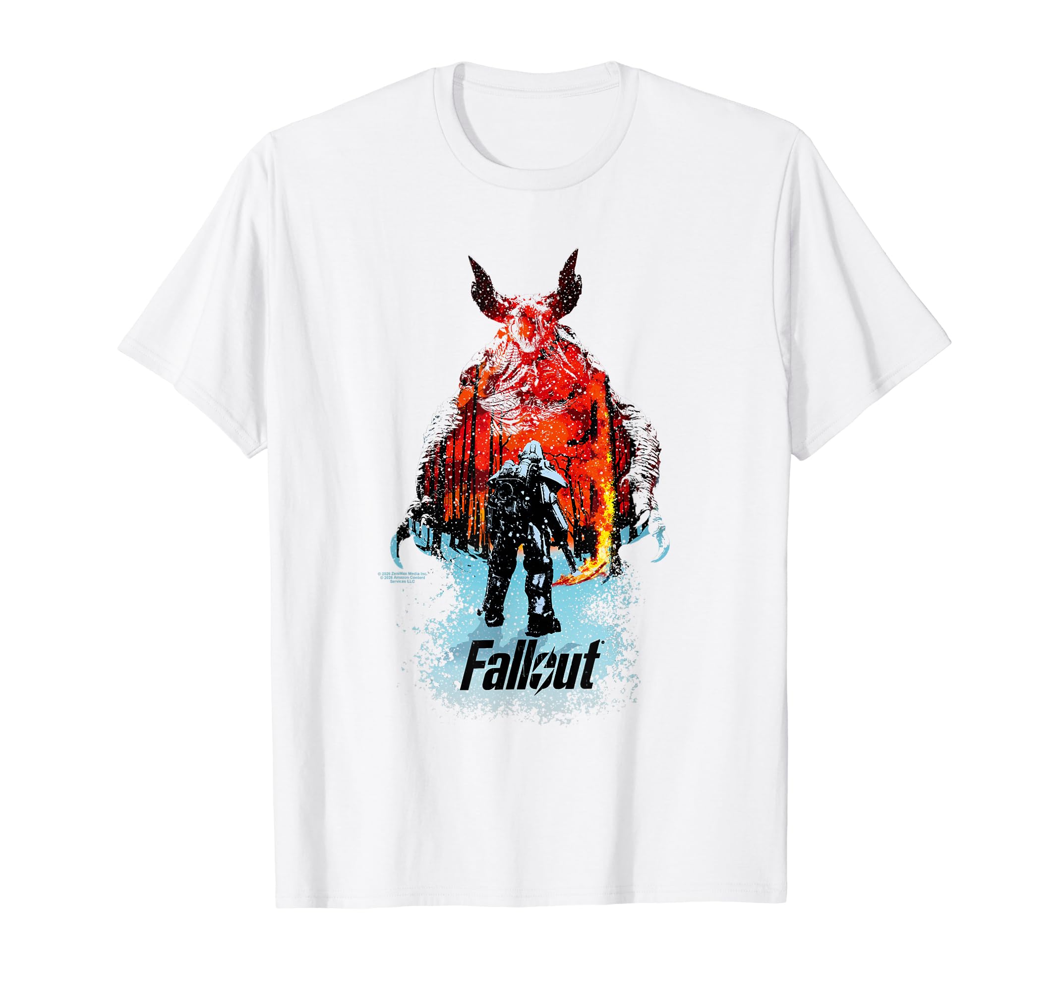 

Fallout TV Series Deathclaw Flame Scene with Show Logo T-Shirt