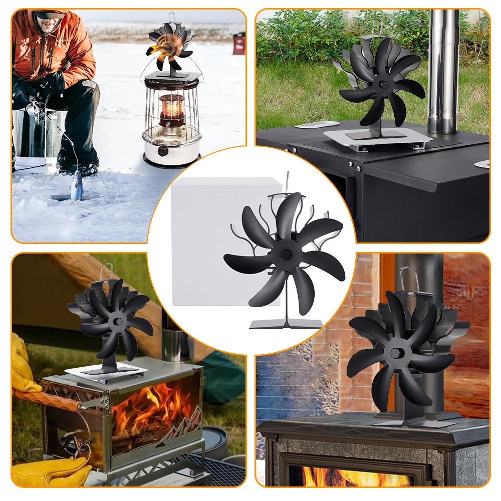 7 Blade Wood Stove Fan Heat Powered heat shield Silent Non-Electric Heat Activated efficient Fireplace Fan Wood Burning Stove