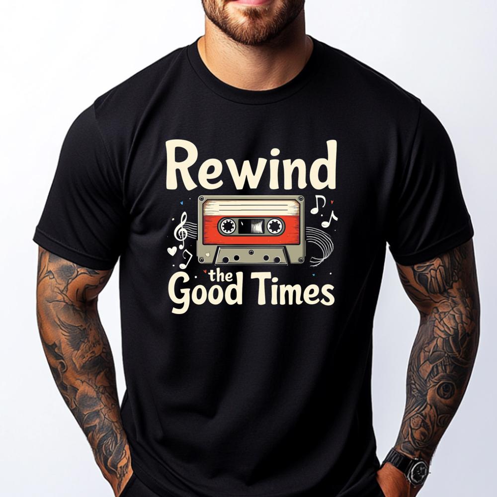 

Rewind The Good Times Cassette Tape Funny Shirt T-Shirts Oversized Mens Clothing 2025 Classic Anime Tops & Tees Character - M... S разноцветный