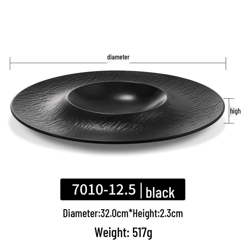 Japanese Style Black Melamine Bark Texture Plate