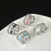 Enamel Drip Oil Diamond Ring Niche High-End Light Luxury Personality Three-Layer Cross-Opening Ring Ring