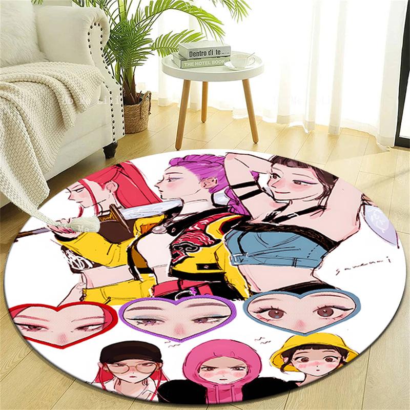 1pc KPop Demon Hunters28 Design Printed Area Round Carpet for Bedroom Living Room Home Decor Rugs Mat Non Slip Mat Rug for Bedside