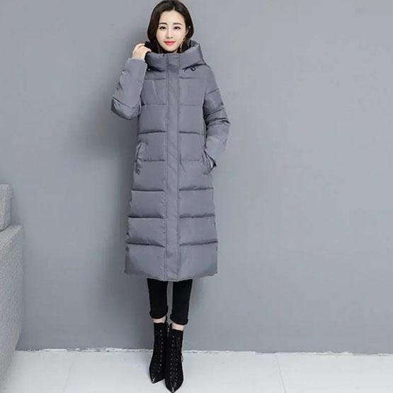 

WTEMPO Women s Autumn Winter Warm Zipper Jackets Female Solid Color Down Cotton Parkas Coats Windproof Cold-proof Long Wadded Jackets One Size серый