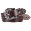 Cool Carved Buckle Belt American Style PU Vintage Waistband Fashion Double Buckle Waist Belt  Party