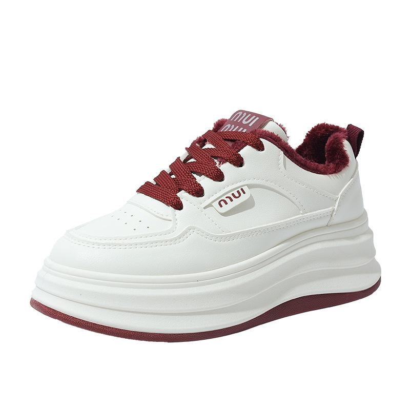 Autumn New Ins Female Student Velvet Thick-soled Muffin Heightening Sports and Leisure Board Shoes