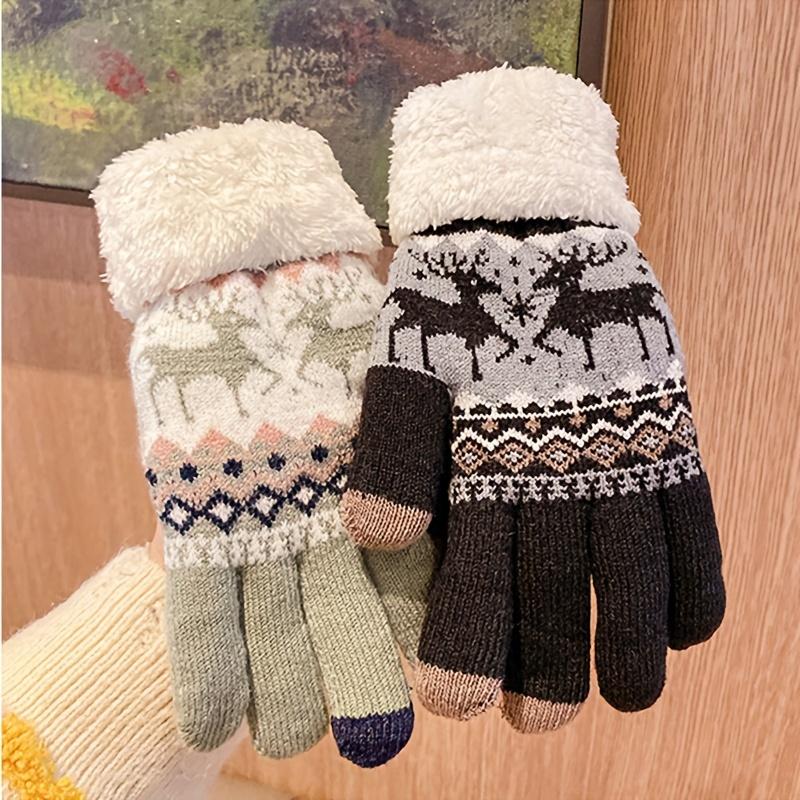 Women's Winter Thermal Touchscreen Gloves Cute Fleece-Lined Design with Snowflake & Cable Patterns Elastic Fit Cold Weather Gear