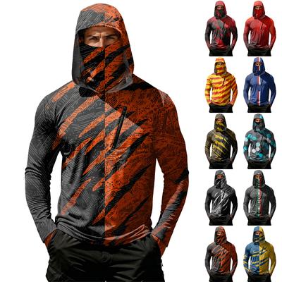 Camiseta Casual con Capucha de Manga Larga para Hombre con Protección Solar