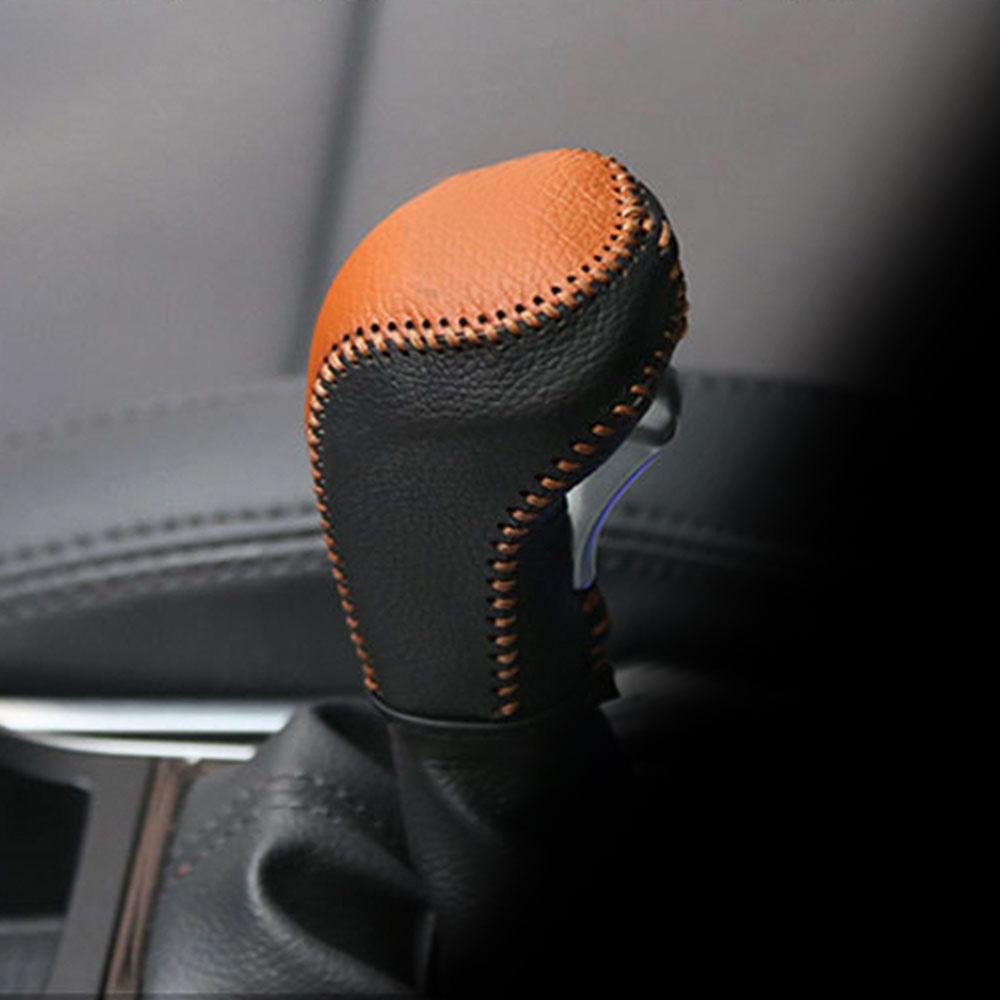 Leather Car Gear Shift Collars for Hyundai Tucson 2015 2016 2017 2018 AT Gear Head Shift Knob Cover Accessories
