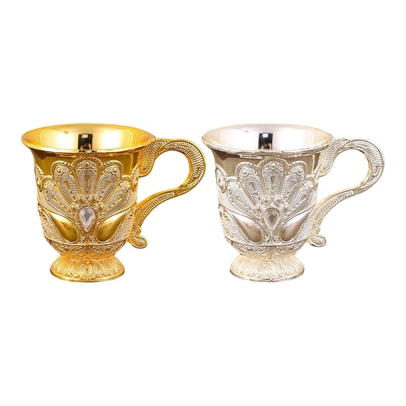 2Pieces Retro Goblets Metal Wine Cups Royal Chalices Wine Glass Medieval European Style Embossed Drinking Cups Gift