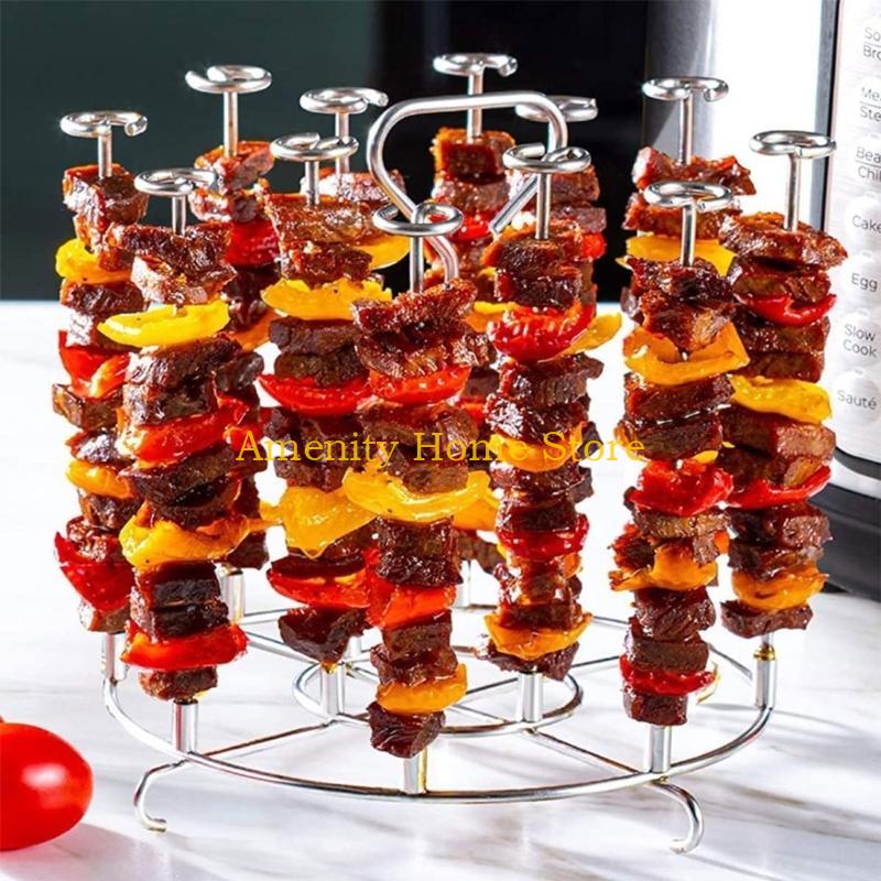 F26C Stainless Steel Roasting Cage BBQ Grilling Cage Barbecue Skewers Set BBQ Tools Perfect for Barbecue Parties Gatherings CN