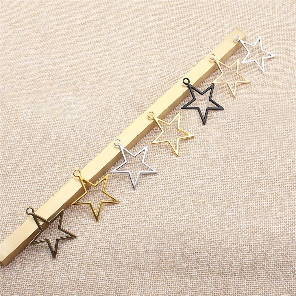 Nested Star Charms Multi Color Alloy Pendants For Double Star Themed Jewelry