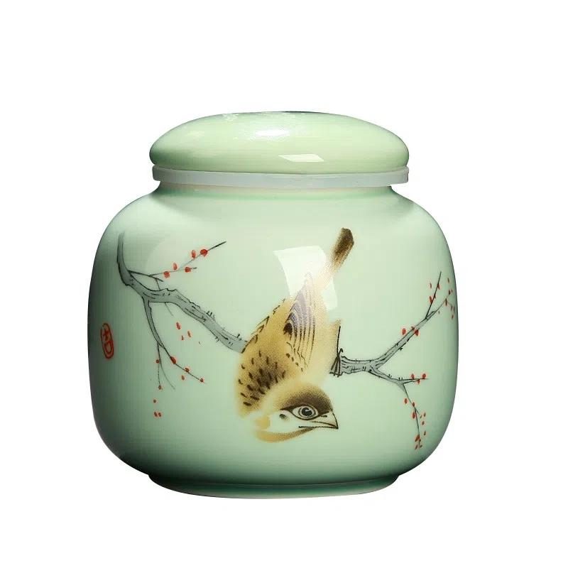 Retro Style Ceramic Tea Storage Jars Home Dried Fruit Medicinal Herbs Sealed Storage Cans Multifunction Mini Packaging Caddy