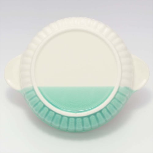 Banko Ware Children's Tableware, Ceramic, Oven-Safe Round Dish/Gratin Dish, "Super Express Emerald," Approx. 16.5cm x 13cm Diameter, Microwave and Dis