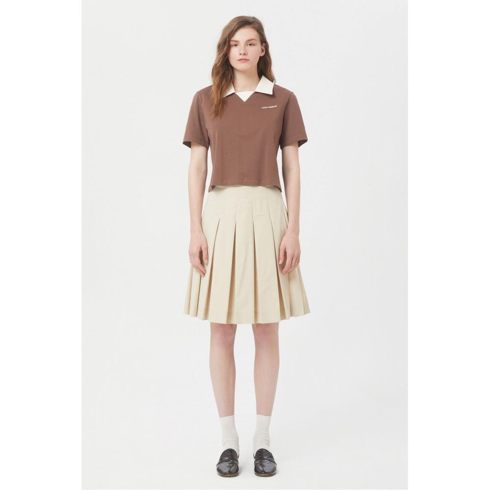 

LUCKYMARCHE Color Scheme Collar Cropped TshirtQWTAX23571BRX