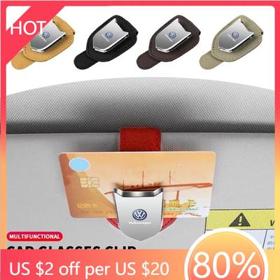 2025 Hot Car Sun Visor Glasses Clip Leather Eyeglasses Clip For Volkswagen Sagitar GTI Polo Passat R-Line Jetta Scirocco Tiguan