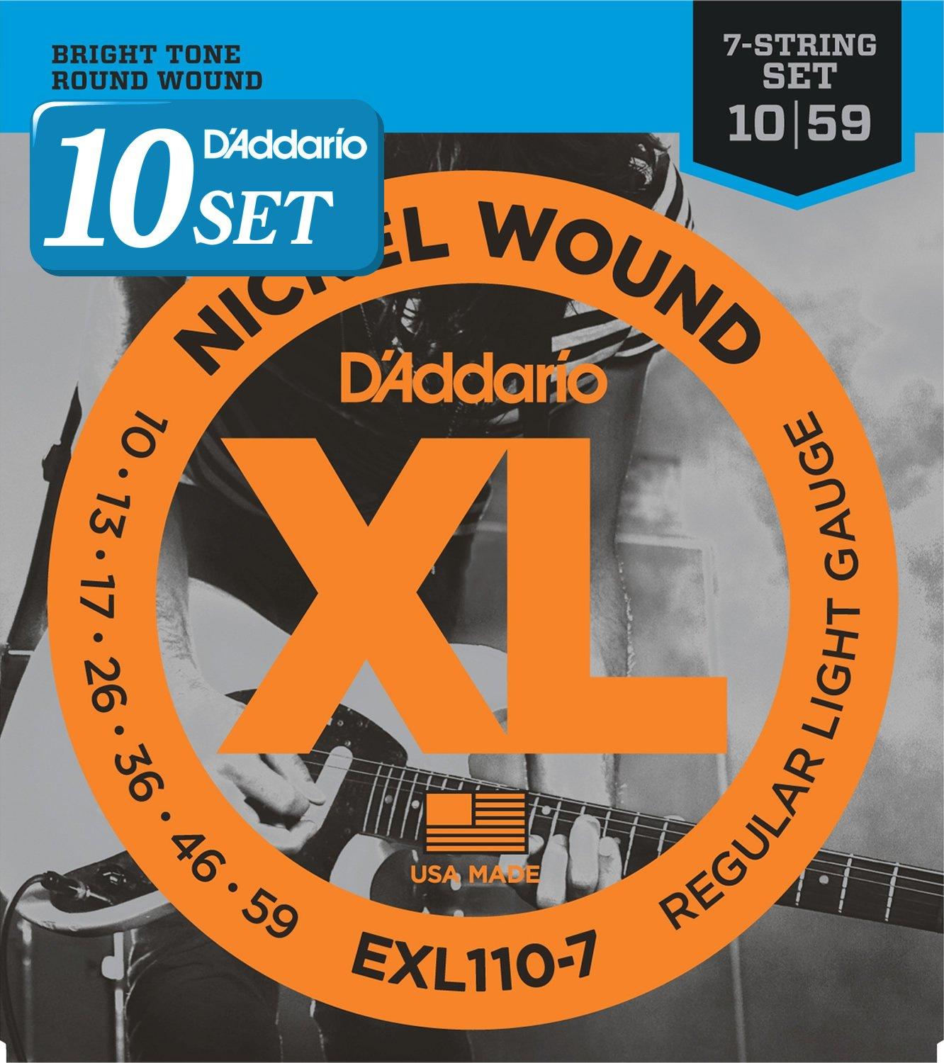 

Струны для электрогитары, никель, обычные, легкие, набор из 10 штук D Addario .010-.059 EXL110-7 []