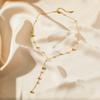 EILIECK 316L Stainless Steel Gold Color Beads Long Pendant Necklace For Women Fashion Choker Clavicle Chain Jewelry Gift Wedding