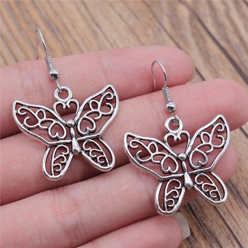 Hängeohrring Libelle Schmetterling Vintage Schmuckzubehör Ohrringgröße 18x19mm QE009
