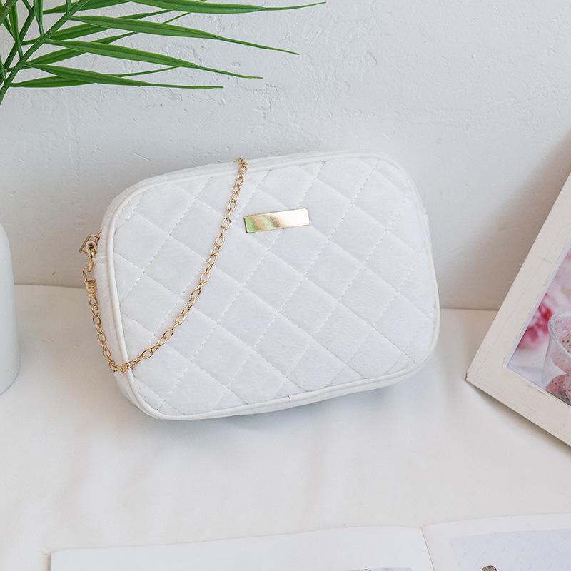 

Fashion mini shoulder women s bag new versatile chain crossbody fluff embroidery mobile phone change bag белый