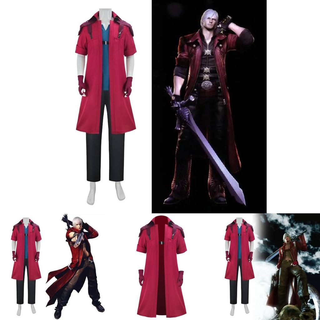 Devil May Cry Dante Cosplay Costume Set With Jacket Pants Gloves For Anime Game Roleplay