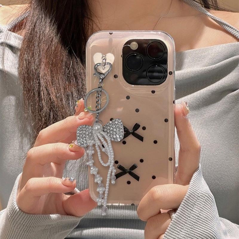 Elegant Phone Charm Chain with Bowknot Designs Versatile Sturdy Acrylics Charm Pendant for Women Ladies Daily Use