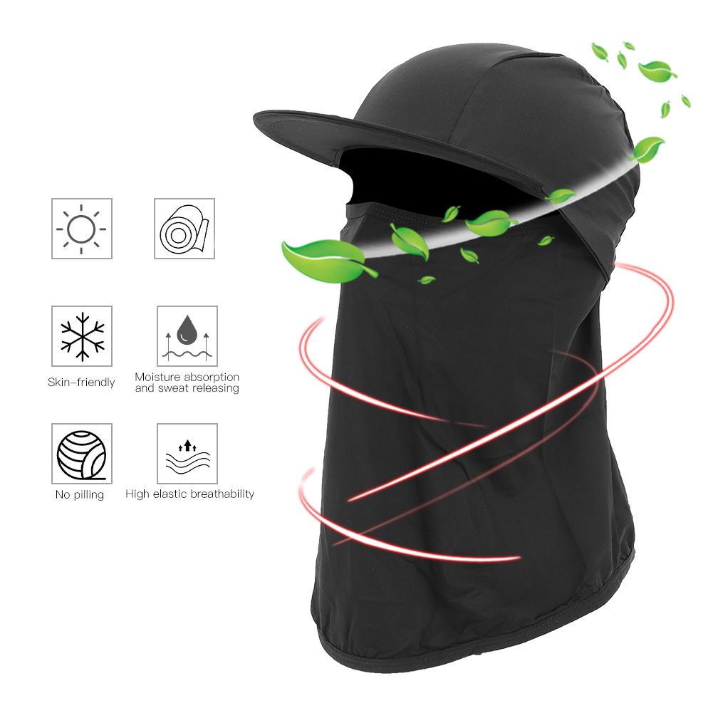 Summer Outdoor Sunscreen Cooling Face Shield With Hat Brim Water Absorption Breathable for Cycling Running Sportblack