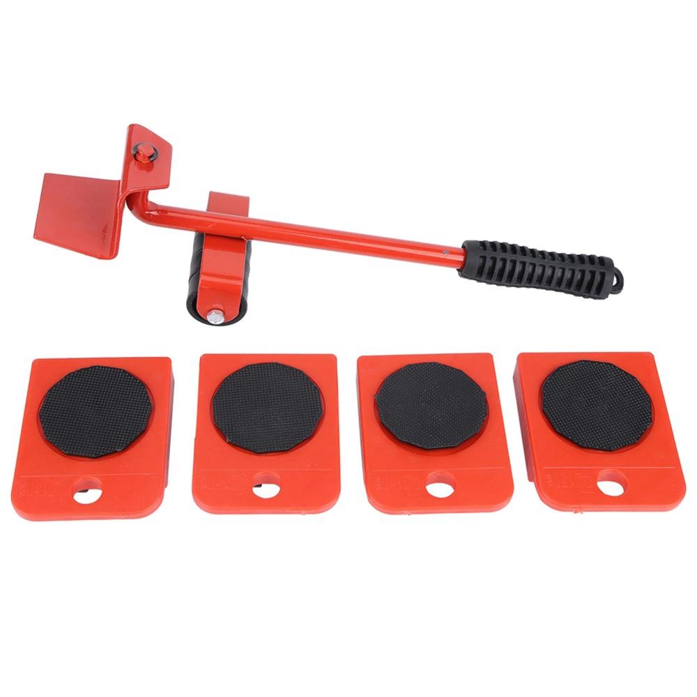 5Pcs Universal Wheel Design Furniture Mover Red Appearance Labor-saving Structure Relocation Tool Multi-functional Use