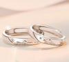 2pcs Couple 925 Sterling Silver Rings Sparkly Zircon for Women and Men Superior Luxury Wedding Jewelry Anniversary Gift