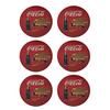 The Tin Box Company Coke Coaster Set of 6 with Standing Metal Holder, Red