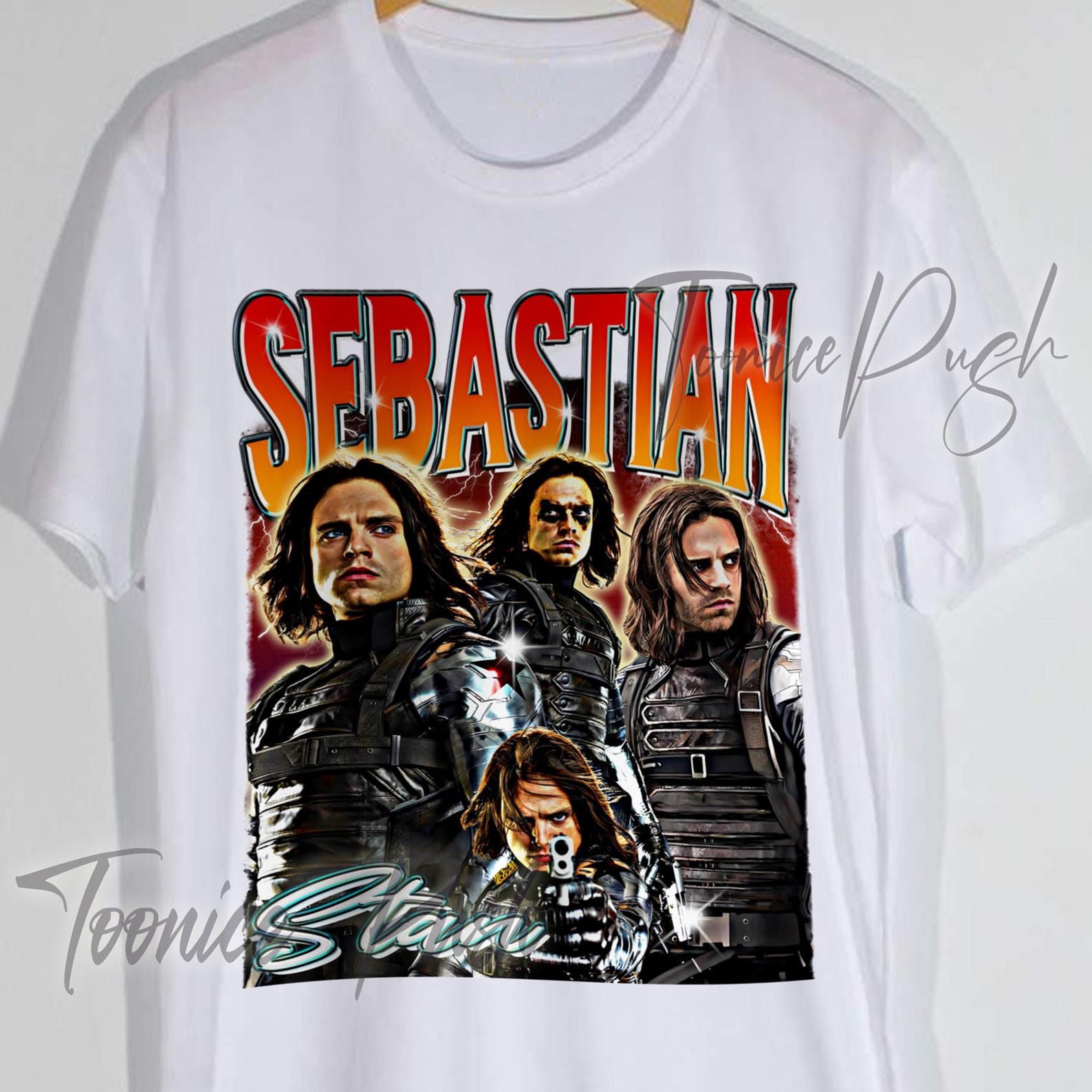 Sebastian Stan T shirt, Retro Vintage Style L