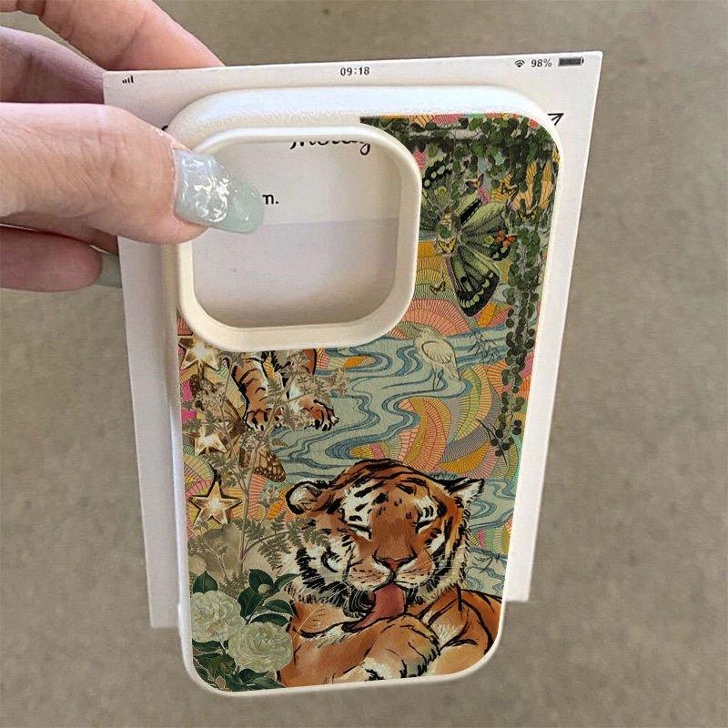 Creative Butterfly Tiger Pattern Phone Case For iPhone 17 Pro Max Cases iPhone 17 Air 16 15 14 13 12 11 XS XR X Silicone Cover