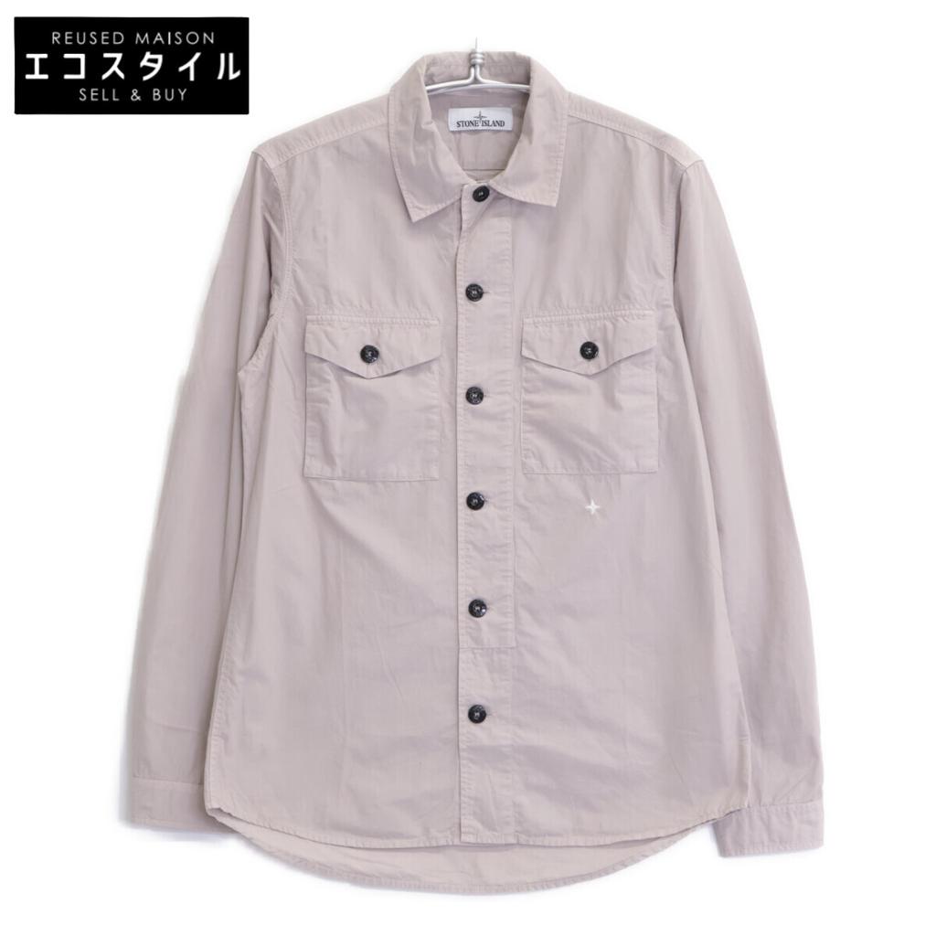 STONE ISLAND 671511101 One-point embroidered shirt tops M beigeUsed