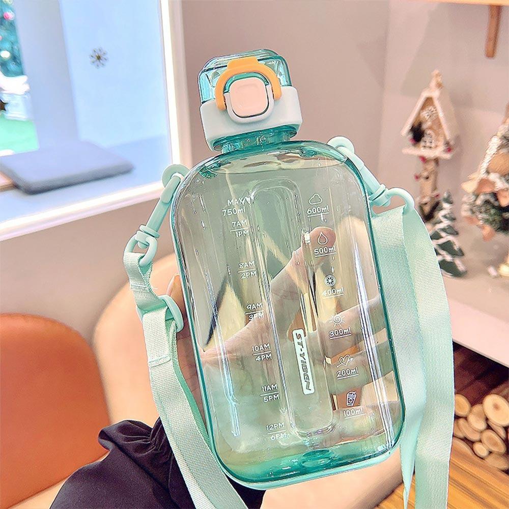 Transparent Sport Drinking Bottle with Adjustable Strap Drinking Cup Plastic Water Bottle  Outdoor