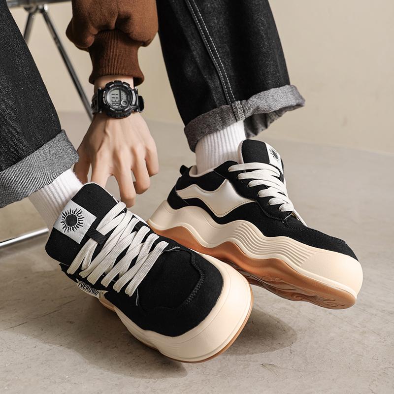 

Board shoes summer ins thick sole heightening design niche canvas dissolving shoes 36 чёрный