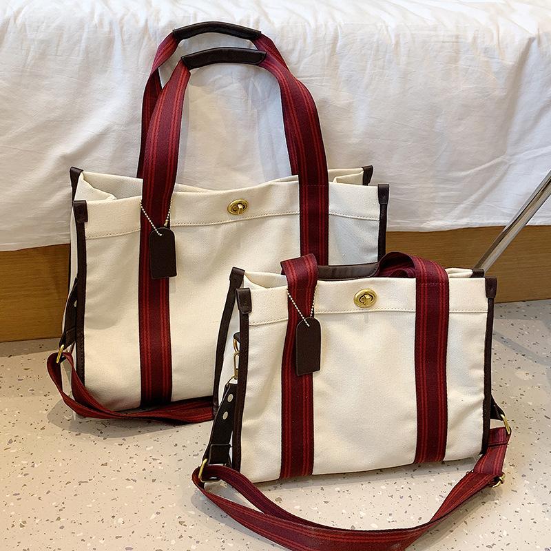 

Холщовая сумка женская большой вместимости в стиле инс, сумка-тоут с цветовым сочетанием