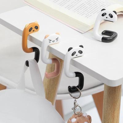 Cute Portable Bag Hook Animal Plastic Table Hook Purse Handbag Travel Bag Organizer Holder Office Decor Plastic Desk Side Hooks