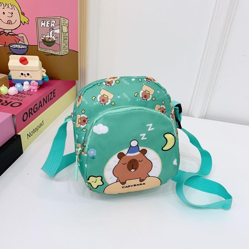 

Школьный рюкзак новый капибара детский мультяшный повседневный универсальный диагональный для сменной обуви зелёный