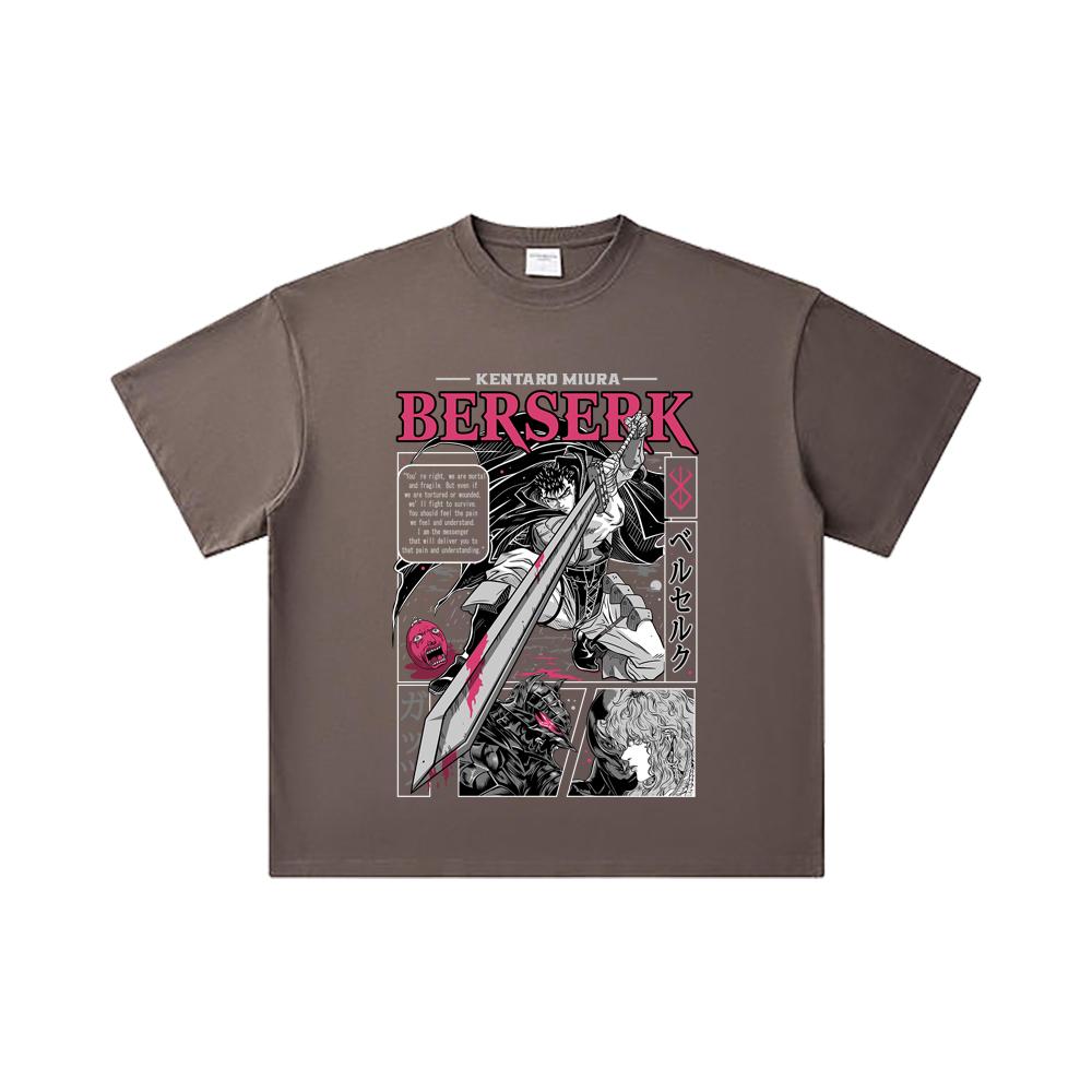 260 GSM Double Yarn 32 Count 100% Cotton Berserk V1 Guts Print Unisex Heavy Cotton T Shirt