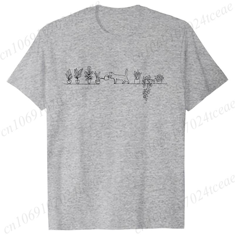 Cat Watering Plants Shirts Plant Lady Gardening T-shirt Succulents and Cat T-shirt Cats and Plants Clothes for Women Tee T Shirt
