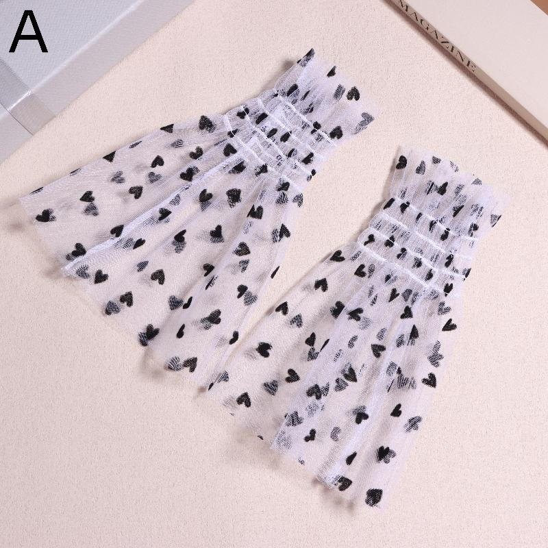 1 Pair Props Nail Tips Display Sleeve Fashion Accessory Nail Art Heart Tulle Photo Glove Fake Pleated Cuff Manicure Photography
